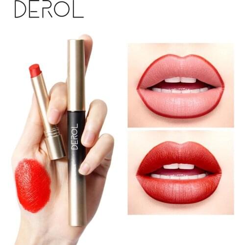 DEROL Double-end Liplipstick Pencil Waterproof Long Lasting Tint Sexy Red Lip Velvet Matte Liner Pen Lipstick Set