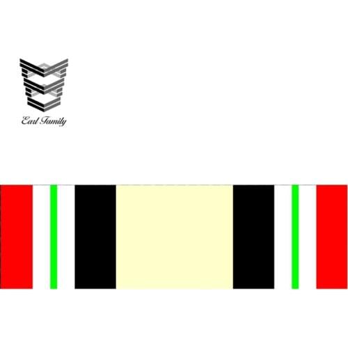 EARLFAMILY 15cm x 4.6cm Iraq Campaign Medal Ribbon Sticker Decal U.S. Military Service Veteran Reflective Car Sticker Waterproof