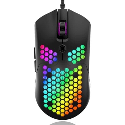 M5 USB Wired Gaming Mouse RGB Game Mouse With 800-12000 Adjustable DPI 6 Buttons Honeycomb hollowing Design For Laptop Desktop