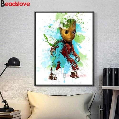 Groot boy 5d diy diamond painting cross stitch full square round diamond embroidery art mosaic diamond for Children gift