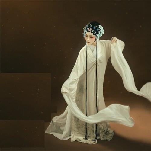 Bu Ru Li Yuan Chinese Style Opera Costume with Long Opera Sleeve Chinese Dance Costume Thematic Photography Hanfu