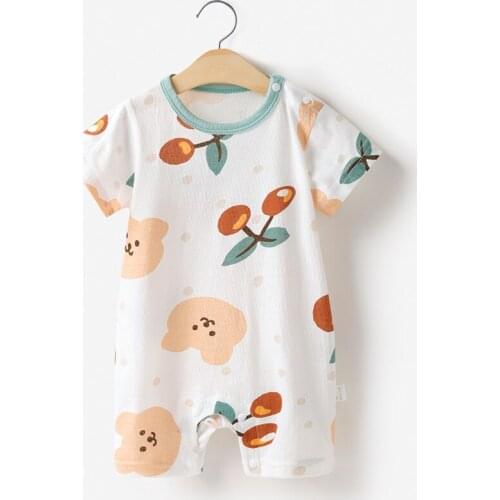 Summer Unisex Baby Boy Clothes Thin One-piece Cartoon Short Sleeve Shortalls Newborn Cotton Romper Printed Climbing Clothing