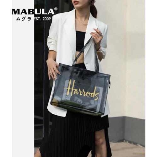 London Style Clear PVC Tote Shopping Bag Eco Friendly Signature Transparent Shopper Handbag and Gym Women Work Purses for Beach