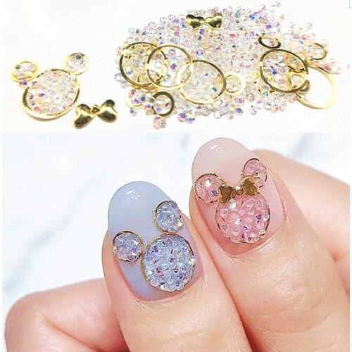 1 Box Mouse Metal 3D Nail Decorations Dryflower Charms Animal Nail Paillette Heart Accessories Shell Manicure Japanese Design