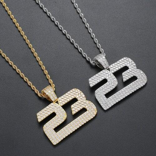 Men Hip hop Iced out bling number 23 pendant necklaces AAA Zircon Hiphop necklace jewelry fashion gifts