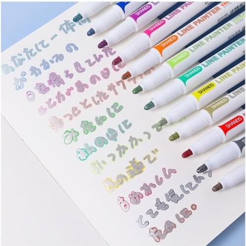 Glitter Color Line Painter Pen Set Art Marker Liner for Drawing Painting Calligraphy Journal Diary Album School F095