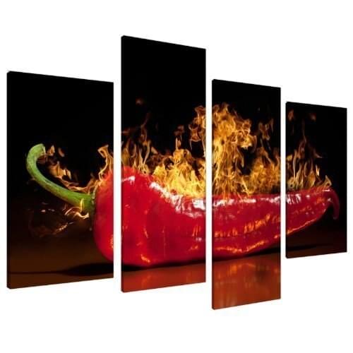 Kitchen Wall Art Decor Canvas Red Black Chilli - 4 Set HD Printed on Canvas For Home Decor Drop shipping