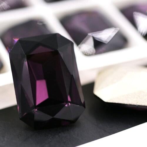 New Deep purple Rectangular octagonal shape pointback crystal strass K9 glass rhinestones for clothing shoes bags Accessories