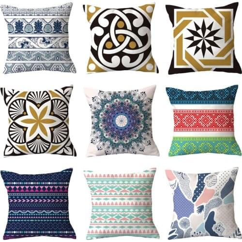 Simple New Style Blue Geometric Plush Home Fabric Sofa Pillow Cushion Linen Sofa Pillow