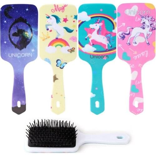1Pcs Children Cartoon Unicorn Anti-static Hair Brush Massage Comb Shower Wet Detangle Hair Brush Hair Salon Tools