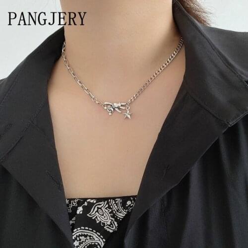 PANGJERY 925 Sterling Silver Chain Necklaces for Women Fashion Simple Exquisite Cute Cartoon Bear Stars Party Fine Jewelry Gifts