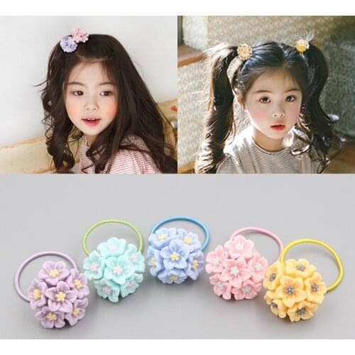 Cute flower Hair Ropes children sweet rubber band hair ring little girl hair band Ponytail Holders hair accessories Headwear