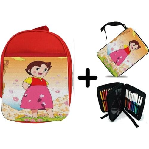 MERCHANDMANIA PACK backpack red and HEIDI series ANIME RETRO 80 school material kids custom offer