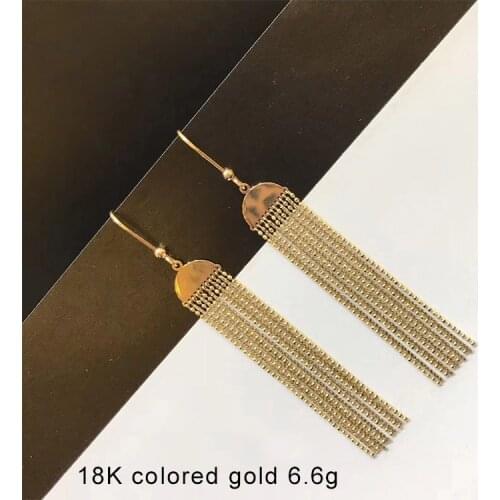 18K solid real rose gold drop dangle jewelry Earrings for woman