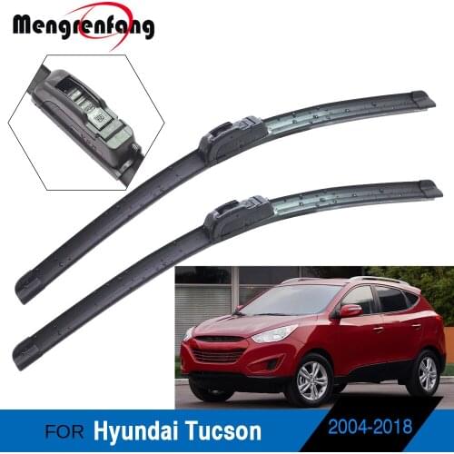 For Hyundai Tucson Car Frameless Front Windscreen Wiper Blades Soft Rubber Wiper Blade J Hook Arms 2004-2018