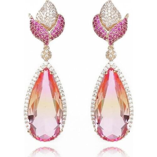 SINZRY elegant AAA cubic zirconia drop earrings gradient color waterdrop sweety bridal earrings for women