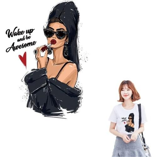 Trend Women Iron-on Transfers Patches for Clothing Vinyl Thermo Stickers Applique Diy Heat Thermotransfer Stripes on Clothes Set