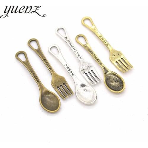 YuenZ 10pcs Antique silver color alloy Spoon fork Charms Pendants Necklace Beads for DIY Big Hole Beads Bracelets Charms J103