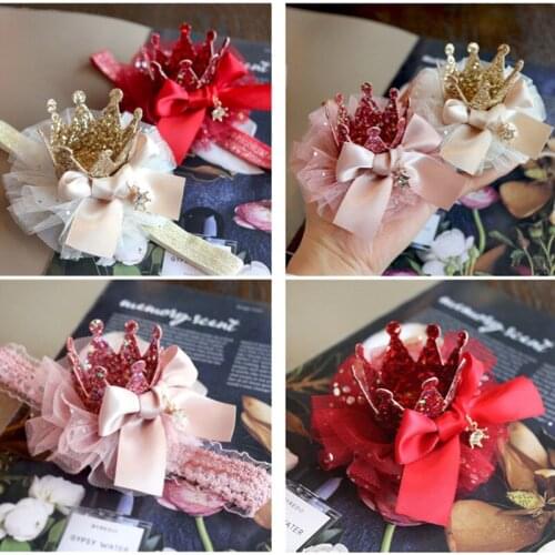 8pcs/lot Gift Cute Princess Crown Hairpin Hairband Girls Hair Head Hoop Clips Bow Accessories For Children Barrette Headdress