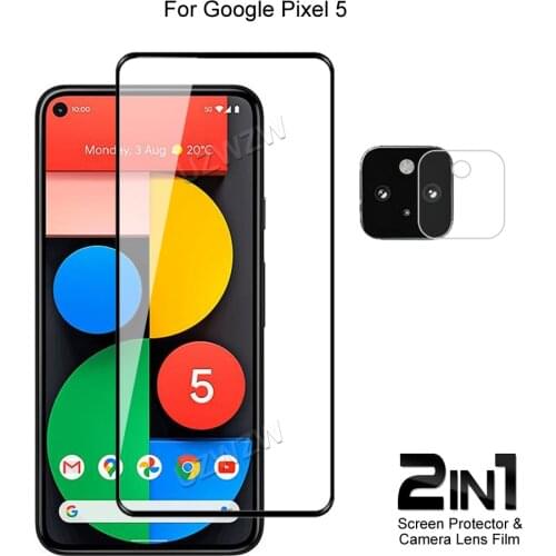 For Google Pixel 5 Front Screen Protector Protective Tempered Glass & Camera Lens Film
