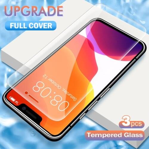 3Pcs Protective Tempered Glass on the For iPhone X XS Max XR Protective Glass For iPhone 7 8 6 6s Plus 11 Pro Screen Protector