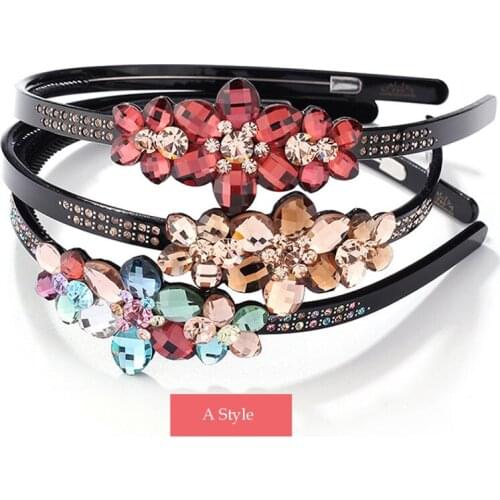 2pcs Crystal Hair Band - Trendy Headband for Women Lady Rhinestone Hair Jewelry Accessory Ornament for Tiara Bridal Prom Wear