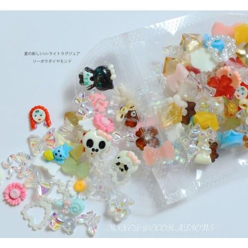1 Bag Aurora Cartoon Nail Art Decorations Crystal Bow Flower Heart Multi-styles Nails Accessories for Manicure Ornament Jewelry