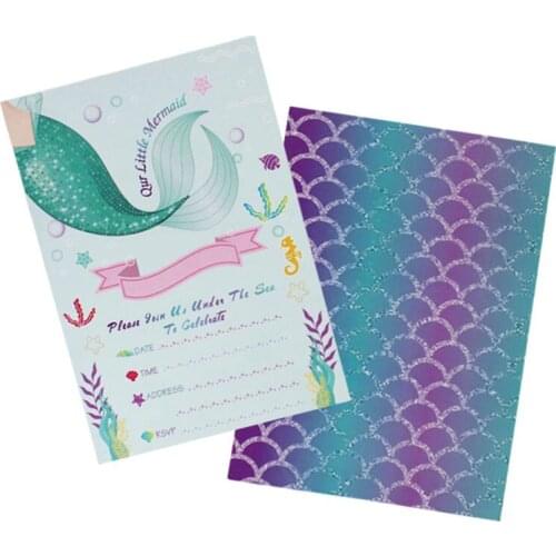 12pcs baby shower bitrthday party decorations kids girl Little Mermaid Single-page Invitations Cards Party Supplies Girl Favors