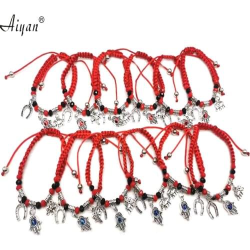12 Pieces Horseshoe Palm Eye Elephant Red Line Braided Bracelet With Exorcism Protection As A Symbol Of Good Luck Given As Gift