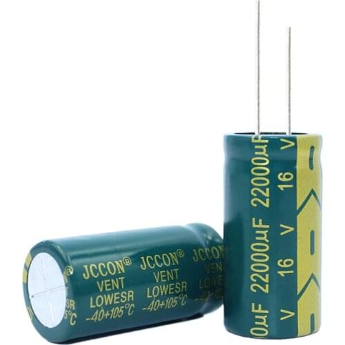 2pcs16V 22000uf JCCON 105°C High frequency low resistance Capacitor 18x35mm