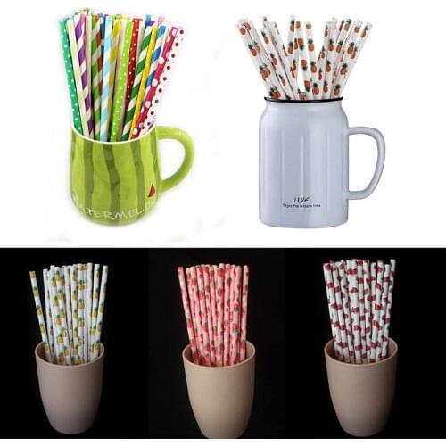 25 pcs/set Portable Disposable Paper Straw wedding bachelor party children birthday party decorations Multicolor Drinking Straws