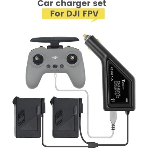 DJI FPV Car Charger 3 In 1Dual Battery Remote Charger with USB Port for DJI FPV Drone Outdoor Car Charging Accessories