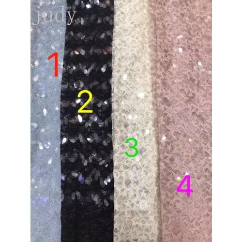 Sequin fabric 5yards/bag BH86# Four - color star mesh elliptical large sequins fabric for bridal wedding dress/sawing