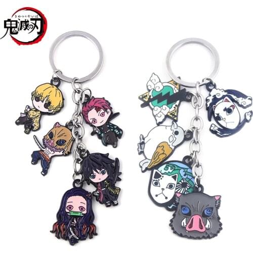 New Anime Demon Slayer Enamel Keychains Kimetsu no Yaiba Tanjirou Nezuko Agatsuma Zenitsu Figure Pendant Keyring Cosplay Jewelry