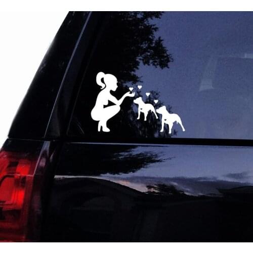 Black/Sliver Pit Lady Loves Her Pitbulls Decal Car Sticker Window Door Decal Cute Top Quality Waterproof S680