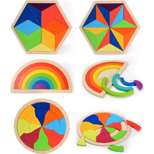 14Pcs/Set Wood Rainbow Building Toy Colorful Wooden Blocks Toys For Children Kids Early Learning Educational Gifts Baby Games