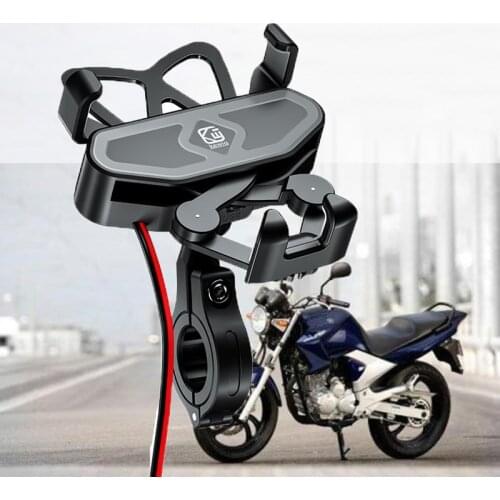 2.4A Charge Gravity Bicycle Motorcycle Handlebar Rearview Phone Holder for 4 to 7 Inch iPhone Samsung Huawei GPS Support Mount