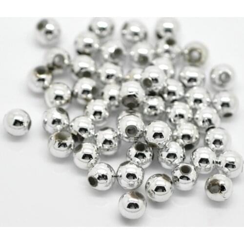 DoreenBeads 1000PCs dull silver color Acrylic Round Spacers Beads Findings 5mm(2/8")(B19554)