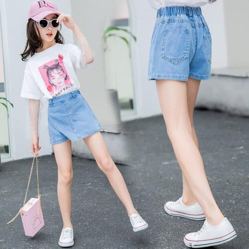 New Arrivals High Waisted Cotton Denim Shorts Teen Girls 2021 Summer Mini Skirts Shorts Slim Blue Short Jeans Skirt With Shorts