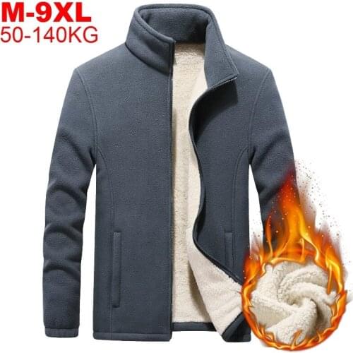 Jackets Big Size Sportswear Zipper Coat Warm Winter Jacket For Men Plus Size 9xl Bust 150cm Parka Coats Male Outwear Fleece Mens