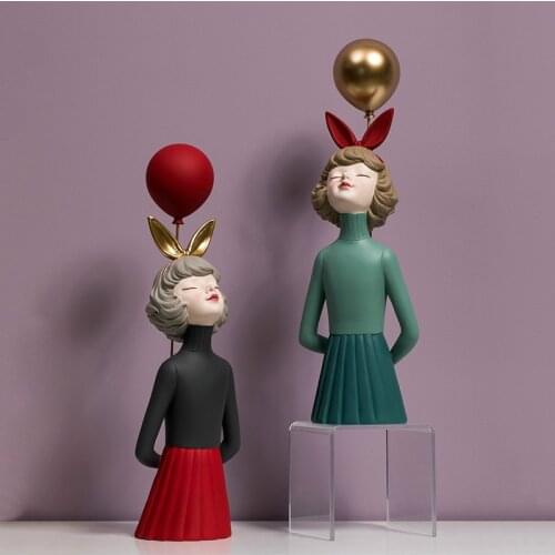 Cute bubble Girl Statue character Girl portrait Sculpture Home Decor Modern Wedding Gift