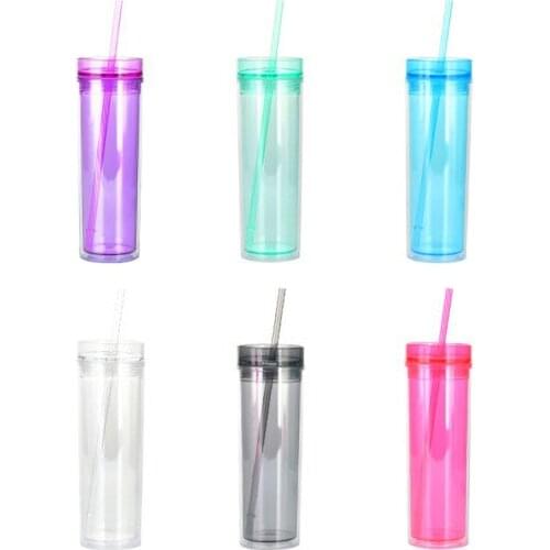 Reusable Cup with Lid and Straw Creative Transparent Mug Cups Plastic Tumbler with Lid Multi Color Straw Cup Gift Plastic Cup
