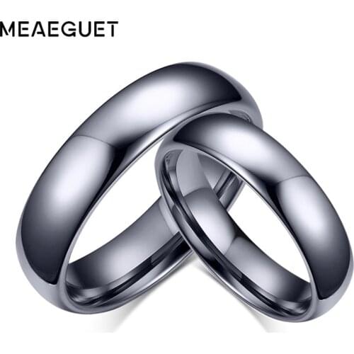 Meaeguet Classic Lovers Tungsten Carbide Wedding Rings High Polished Solid Silver Color Rings For Engagement Jewelry