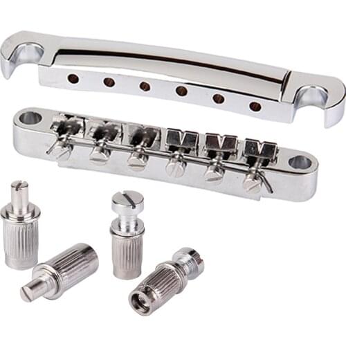 Musiclily ABR-1 Style Tune-o-matic Bridge and Tailpiece Set for Les Paul Style Guitar, Chrome