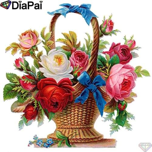 DiaPai Diamond Painting"Flower basket scenery"DIY 5D Diamond Embroidery Sale Full Set Rhinestone Cross Stitch Home Decor A27541
