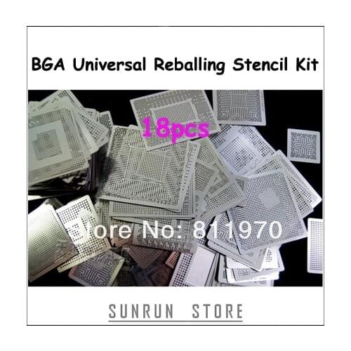 18pcs BGA Stencil BGA Universal Reballing Stencil Kit Direct Heating Reballing Templates Kit From Reballing Station Tools Kit