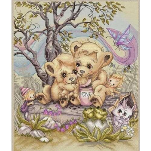 Two bears patterns Counted Cross Stitch 11CT 14CT 18CT DIY Chinese Cross Stitch Kits Embroidery Needlework Sets