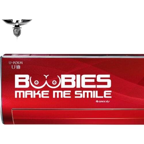 EmpireYing 3 Size 8 Colors Art Letter Super Funny Sexy Breasts Artwork Humor BOOBIES Make Me Smile Car Sticker JDM Vinyl Decals