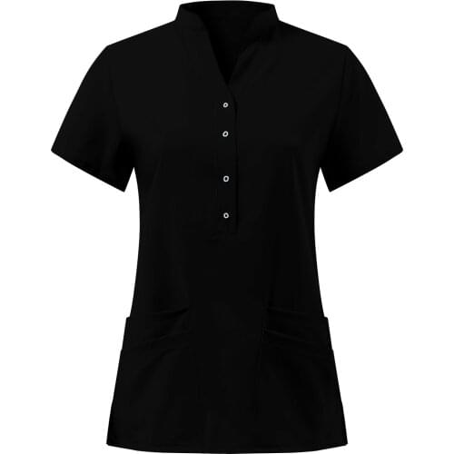 2021 New Women Short Sleeve V-Neck Button Scrubs Tops Nursing Working Uniform T-shirts Health Care Workwear gorro enfermera A50