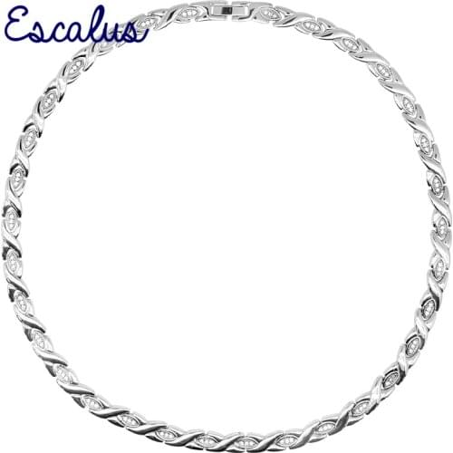 Escalus Trendy 96pcs Crystals Magnetic Stainless Steel Necklace For Women Silver Color Choker Neckwear Charm 4-in-1 Jewelry